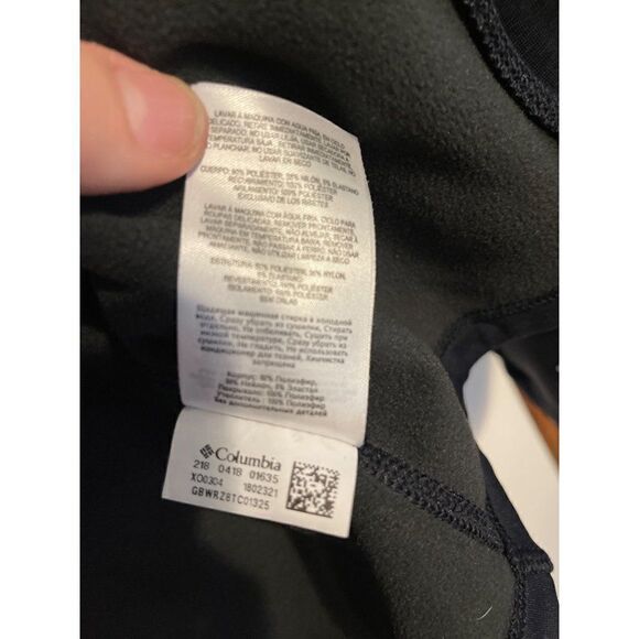 COLUMBIA Black Hooded Sports Jacket with Thumbholes Size Med - Picture 15 of 15